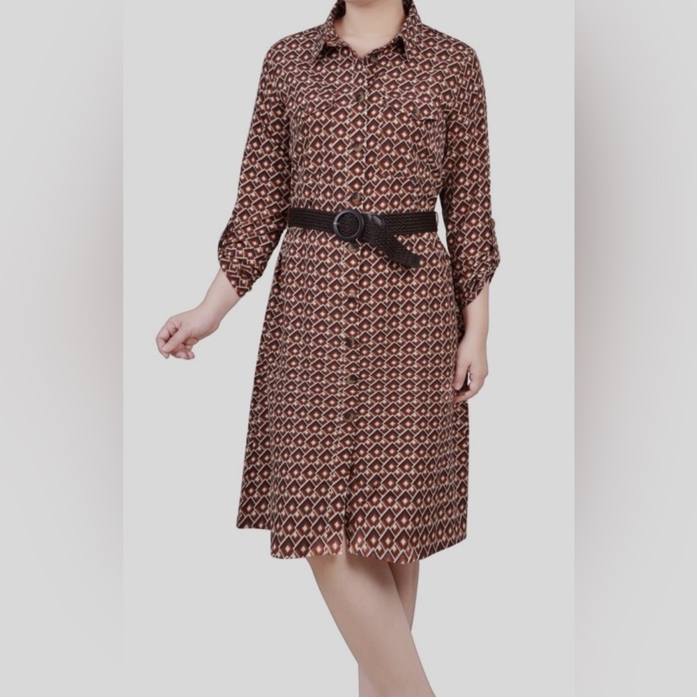 Collection B Orange Ruched Polo Collar Dress